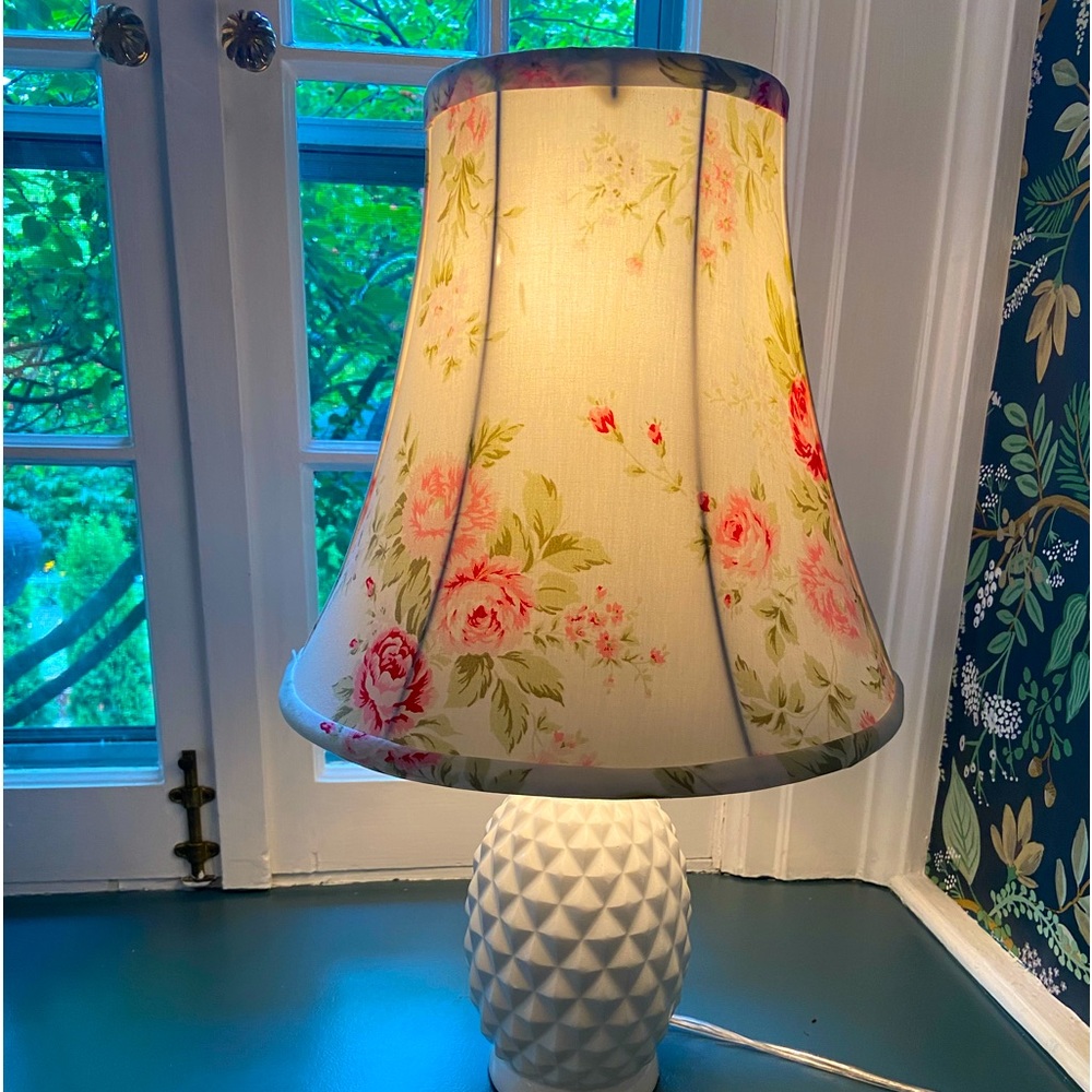 Handmade lampshade using Shabby Chic wildflower fabric